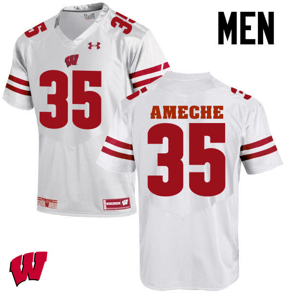 Men Wisconsin Badgers #35 Alan Ameche College Football Jerseys-White